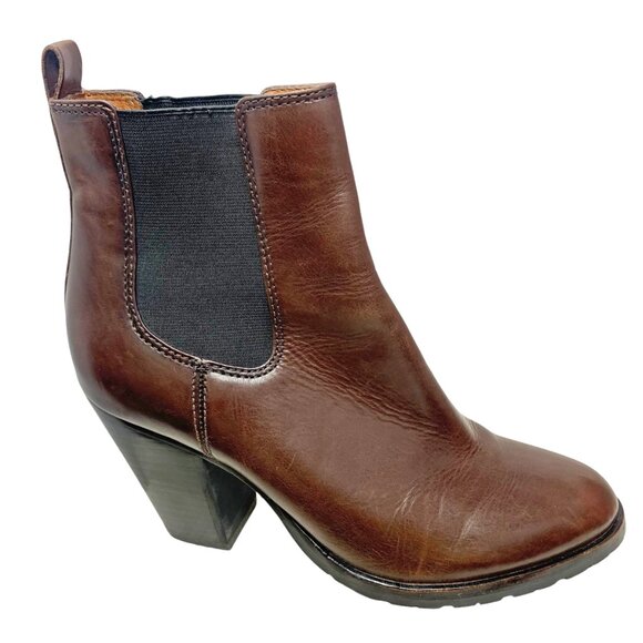 Frye Tate‎ Dark Brown Leather Heeled Chelsea Boots - Picture 2 of 12